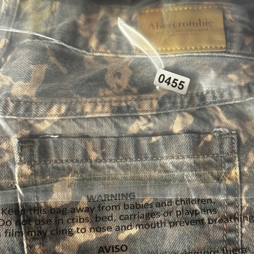 Abercrombie Kids Low Rise Baggy Jeans 11/12 Regular Camo Print Wide Leg Brown - Picture 9 of 9